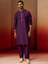 Men Purple Silk 3-Piece Nehru Jacket Set